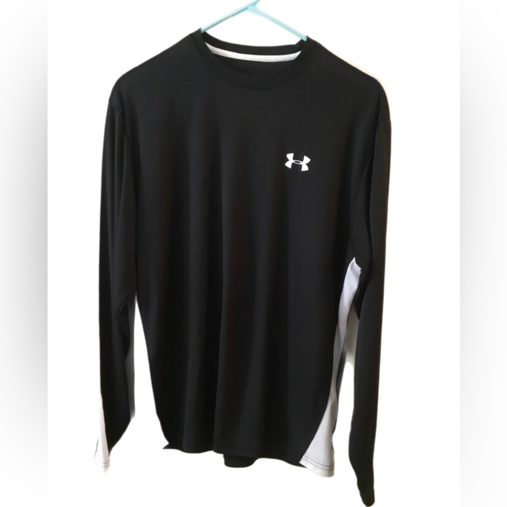 Under Armour Black Long-Sleeve Athletic Top with White Accents